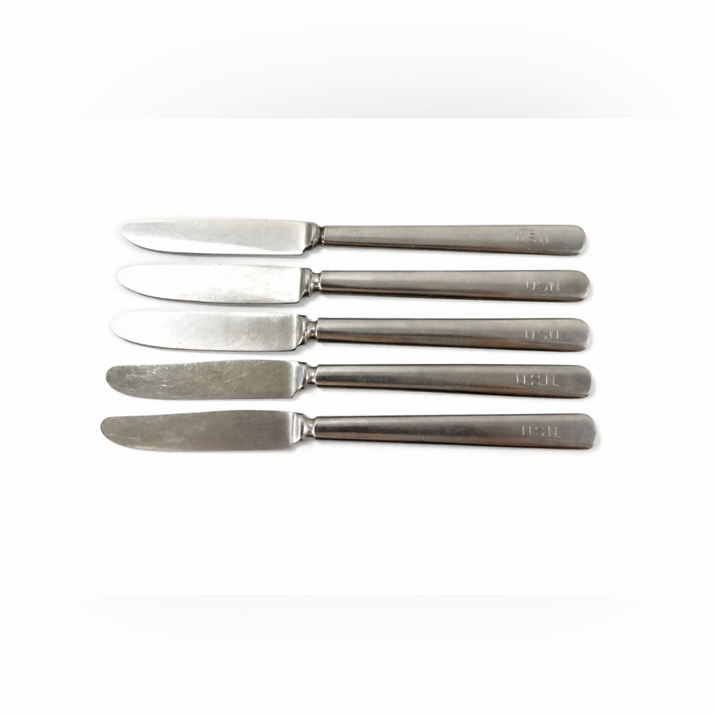 Lot of 5 Silco U.S.N United States Navy Mess Hall Butter Knives Stainless - Picture 2 of 7